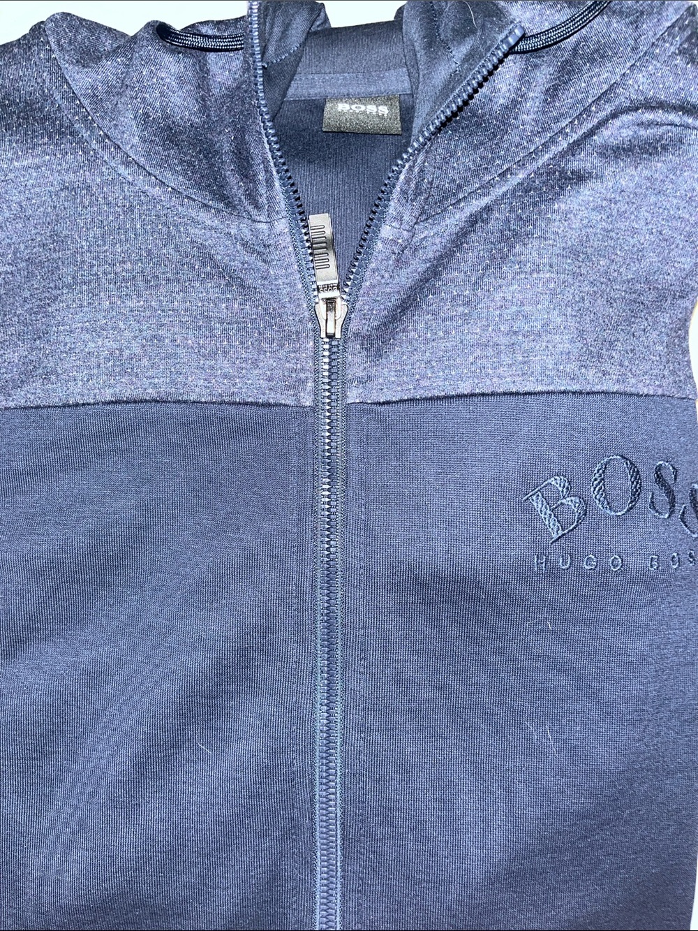 Hugo Boss Men's Navy Two-Tone Zip-Up Hoodie Size XL Like New